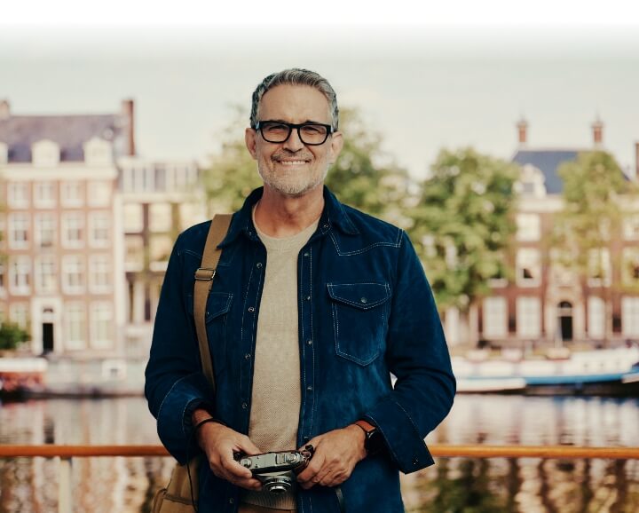 Smiling middle-aged man. Not real patient.